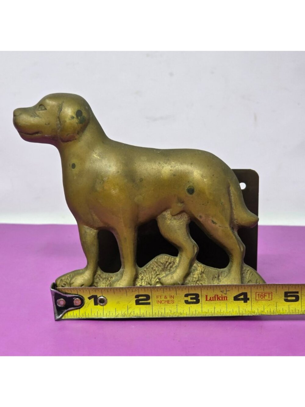 Vintage Brass Dog Wall Match Holder Letter Rack Retriever Hunting Dog - Picture 7 of 9